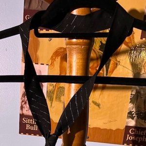 HOT TOPIC BLACK AND SILVER STRIPED TIE